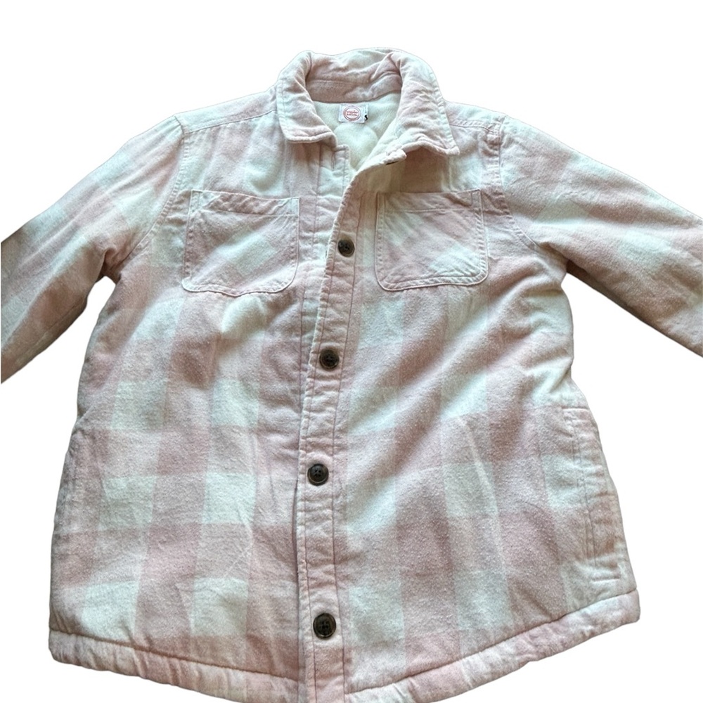 Pink and white plaid girls jacket